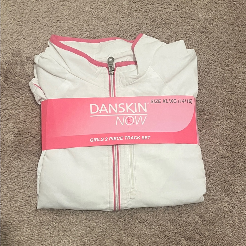 Girls 2-Piece Danskin Now White and Pink Girls' Track Set - Picture 8 of 9